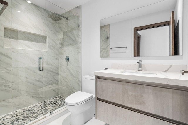 21481 Cypress Hammock Dr Unit 31B, Boca Raton, FL 33428 - bathroom featuring vanity, a shower stall, and toilet