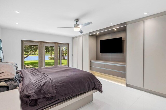 21481 Cypress Hammock Dr Unit 31B, Boca Raton, FL 33428 - bedroom with recessed lighting, ceiling fan, and access to exterior