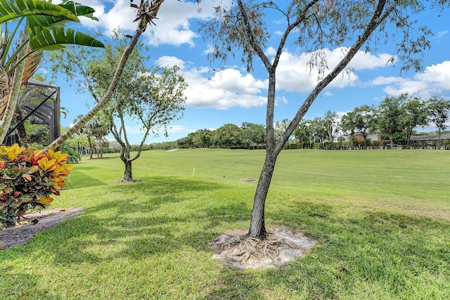 view of grassy yard featuring view of golf course
