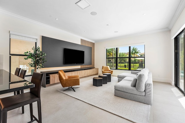16491 Gateway Bridge Dr, Delray Beach, FL 33446 - living room featuring crown molding, recessed lighting, and baseboards