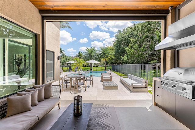 16491 Gateway Bridge Dr, Delray Beach, FL 33446 - view of patio with outdoor lounge area, a grill, and outdoor dining space