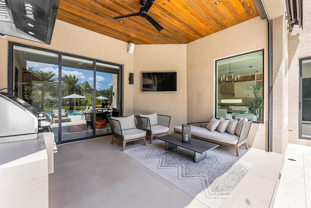 16491 Gateway Bridge Dr, Delray Beach, FL 33446 - view of patio featuring a ceiling fan and outdoor lounge area