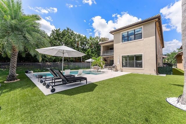 16491 Gateway Bridge Dr, Delray Beach, FL 33446 - rear view of property with stucco siding, a balcony, a patio area, and a tile roof