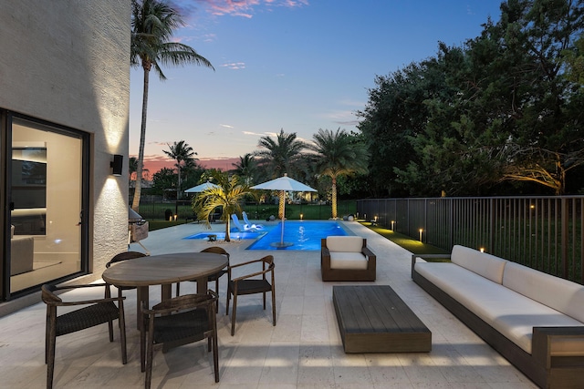 16491 Gateway Bridge Dr, Delray Beach, FL 33446 - view of swimming pool featuring outdoor lounge area, a patio area, and a fenced backyard