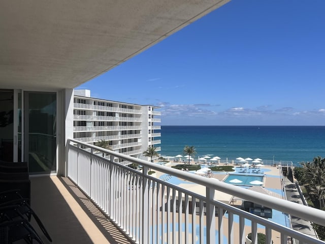 balcony with a water view
