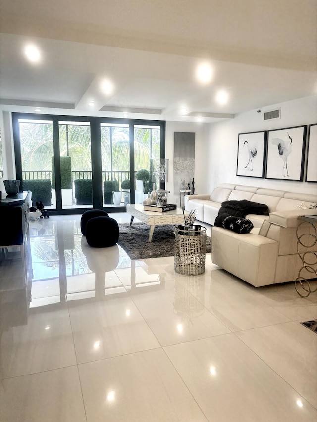 3400 S Ocean Blvd Unit 3H, Highland Beach, FL 33487 - tiled living area with recessed lighting
