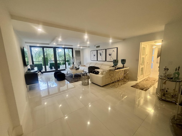 3400 S Ocean Blvd Unit 3H, Highland Beach, FL 33487 - tiled living area featuring recessed lighting