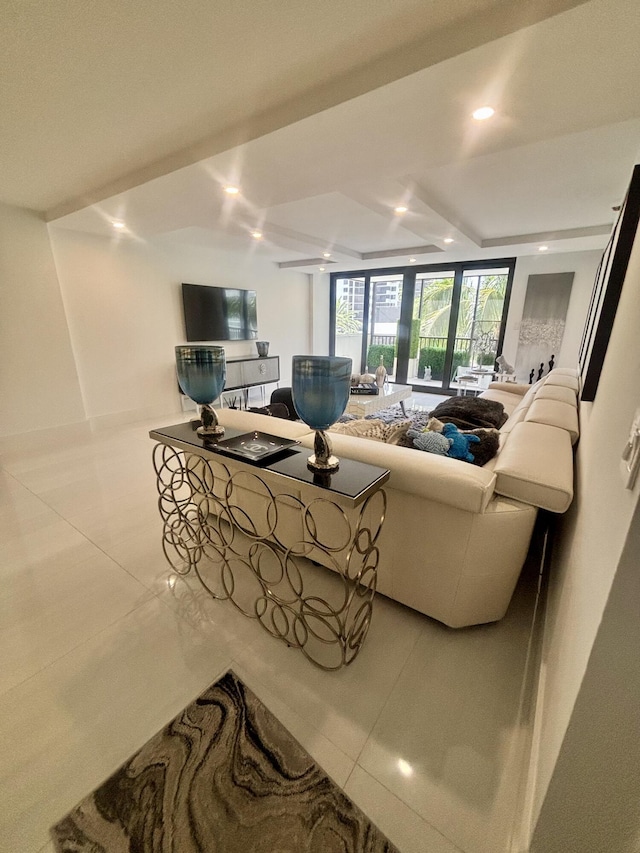 3400 S Ocean Blvd Unit 3H, Highland Beach, FL 33487 - living area featuring a raised ceiling and recessed lighting