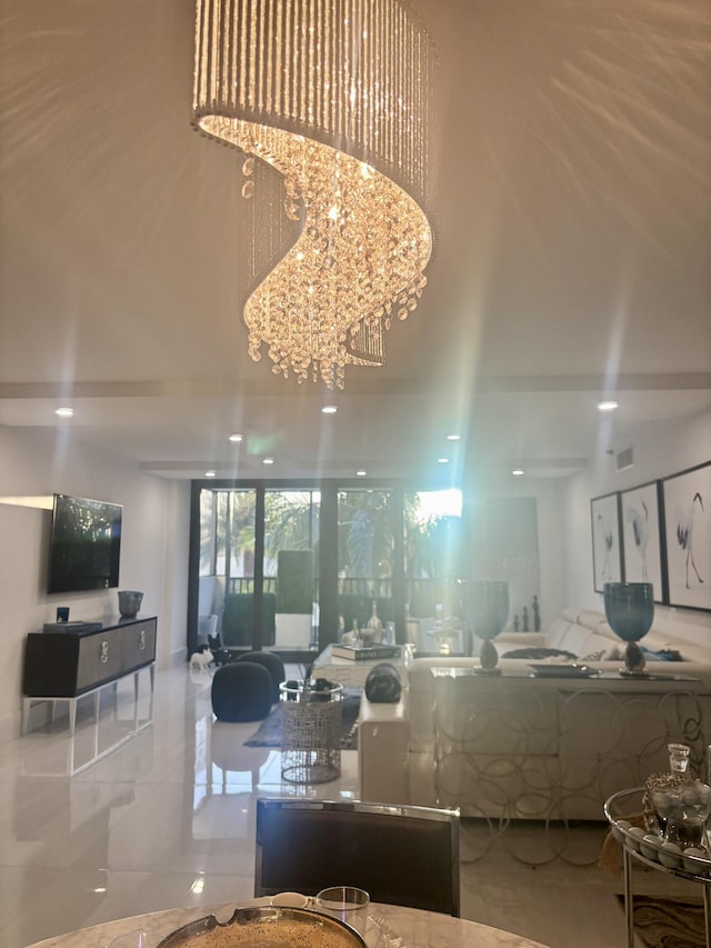 3400 S Ocean Blvd Unit 3H, Highland Beach, FL 33487 - living room with a chandelier