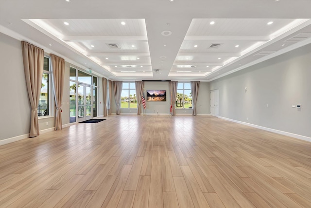 2400 S Ocean Dr Unit 1216, Fort Pierce, FL 34949 - interior space with coffered ceiling, light wood finished floors, baseboards, and visible vents
