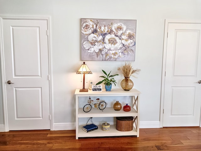 room details with baseboards and wood finished floors