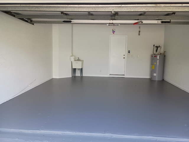 garage with water heater