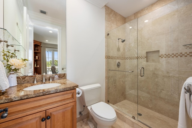 712 NE 71st St, Boca Raton, FL 33487 - full bath featuring visible vents, toilet, a stall shower, and vanity