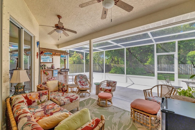 2857 SE Pace Dr, Port Saint Lucie, FL 34984 - sunroom featuring ceiling fan and an outdoor hangout area
