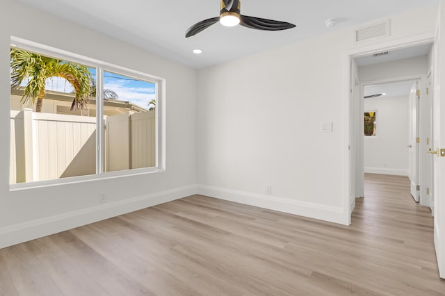 841 SE 5th Ter, Pompano Beach, FL 33060 - unfurnished room featuring ceiling fan, baseboards, wood finished floors, and visible vents