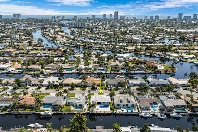 841 SE 5th Ter, Pompano Beach, FL 33060 - drone / aerial view featuring a water view, a residential view, and a view of city