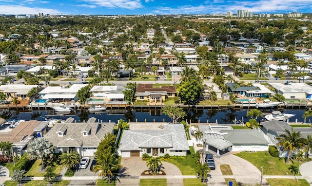 841 SE 5th Ter, Pompano Beach, FL 33060 - birds eye view of property with a water view and a residential view