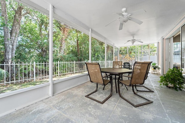 5166 SE Inkwood Way, Hobe Sound, FL 33455 - sunroom / solarium with ceiling fan and outdoor dining area