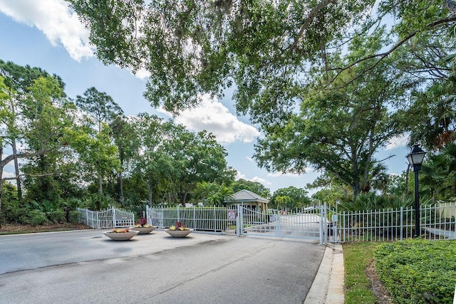 5166 SE Inkwood Way, Hobe Sound, FL 33455 - view of road with street lighting, curbs, a gated entry, and a gate