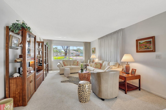 10129 43rd Dr S Unit 311, Boynton Beach, FL 33436 - carpeted living room featuring a textured ceiling and baseboards