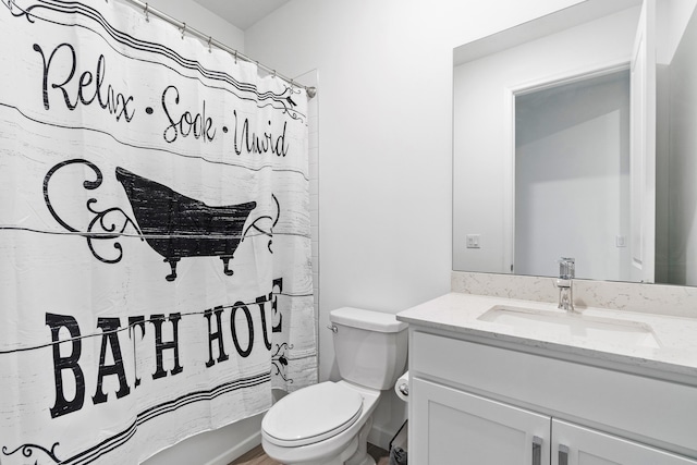 1218 Timber Reap Trl, The Acreage, FL 33470 - bathroom with toilet, vanity, and a shower with shower curtain