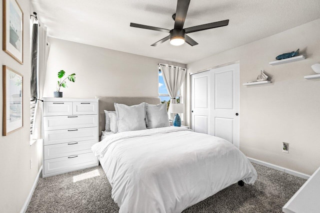 5612 Mentmore Dr, West Palm Beach, FL 33407 - bedroom with light carpet, baseboards, a closet, and ceiling fan