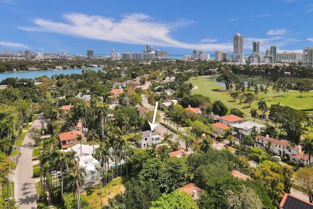 5832 Alton Rd, Miami Beach, FL 33140 - bird's eye view featuring golf course view, a city view, and a water view