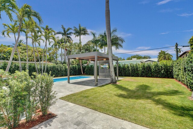 5832 Alton Rd, Miami Beach, FL 33140 - view of yard featuring a fenced in pool, a fenced backyard, and a patio area