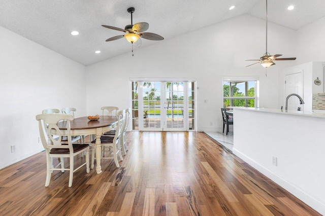 12820 Smithdale Pl, Boca Raton, FL 33428 - dining space with french doors, baseboards, a ceiling fan, and wood finished floors