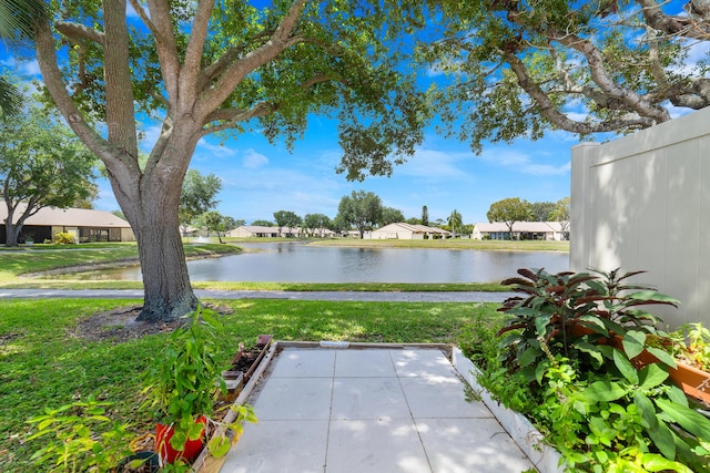 exterior space featuring a water view