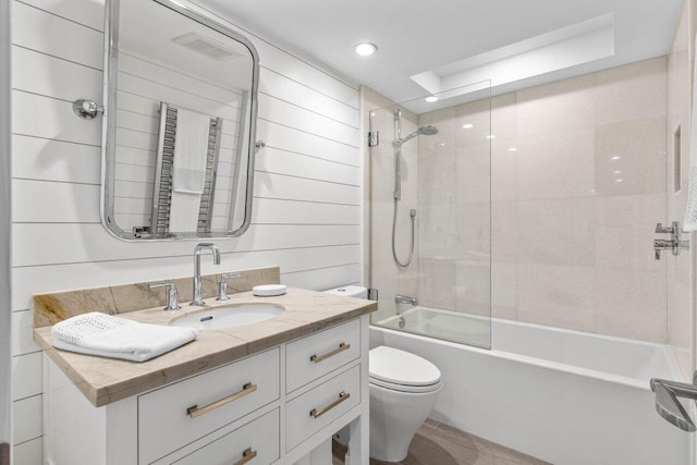 2917 S Ocean Blvd Unit 104, Highland Beach, FL 33487 - bathroom with toilet, shower / tub combination, vanity, and recessed lighting
