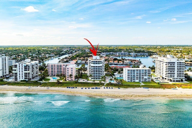 2917 S Ocean Blvd Unit 104, Highland Beach, FL 33487 - bird's eye view of waterfront with a beach
