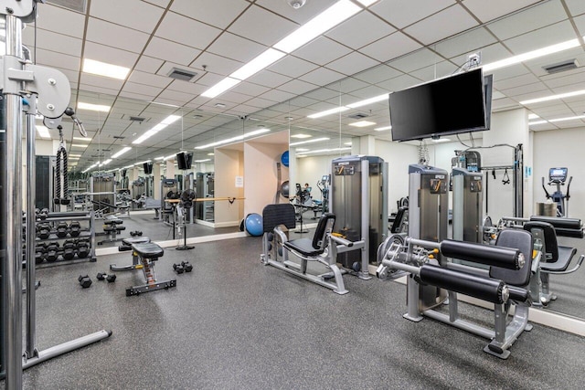 2917 S Ocean Blvd Unit 104, Highland Beach, FL 33487 - workout area with a drop ceiling