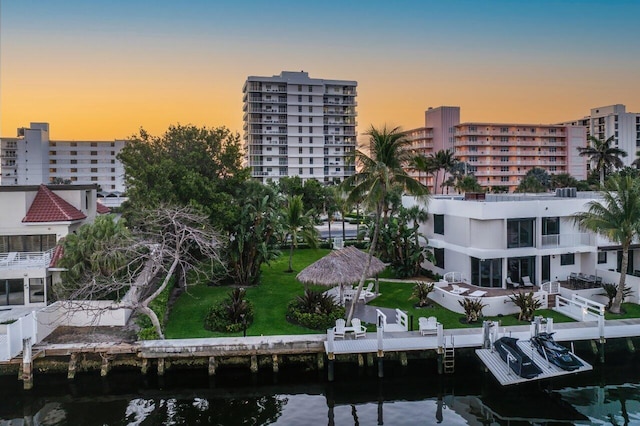 2917 S Ocean Blvd Unit 104, Highland Beach, FL 33487 - view of apartment building / complex with a water view and a city view