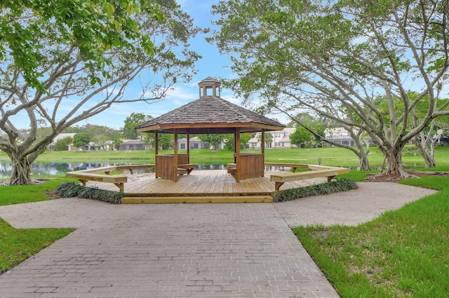 2416 NW 32nd St, Boca Raton, FL 33431 - view of property's community with a gazebo, a lawn, and a water view