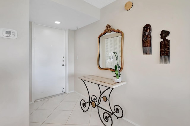 1625 Bridgewood Dr, Boca Raton, FL 33434 - hallway with baseboards, recessed lighting, and light tile patterned flooring