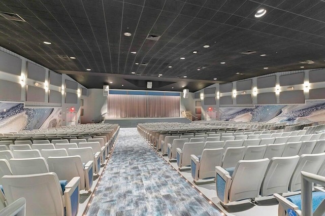 cinema room with recessed lighting and visible vents