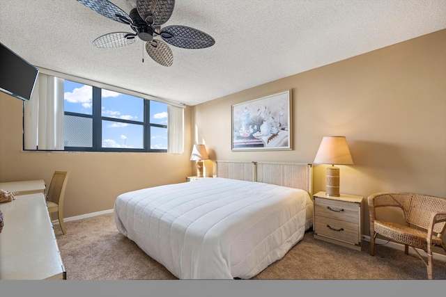 336 Golfview Rd Unit 916, North Palm Beach, FL 33408 - carpeted bedroom featuring baseboards, ceiling fan, and a textured ceiling