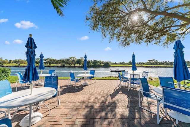 336 Golfview Rd Unit 916, North Palm Beach, FL 33408 - view of patio / terrace featuring a water view
