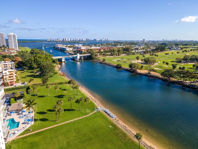 336 Golfview Rd Unit 916, North Palm Beach, FL 33408 - bird's eye view with a water view and a view of city