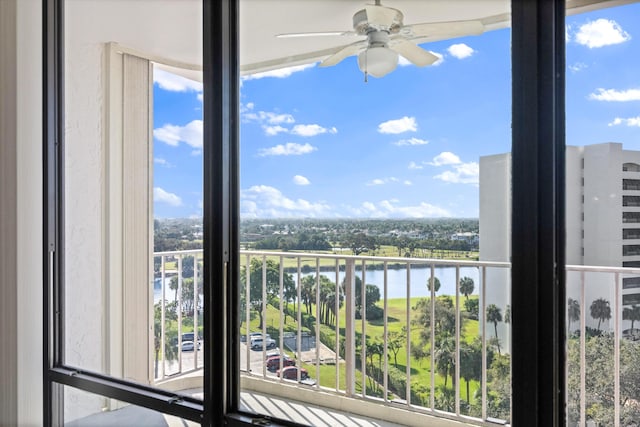 336 Golfview Rd Unit 916, North Palm Beach, FL 33408 - balcony featuring ceiling fan and a water view