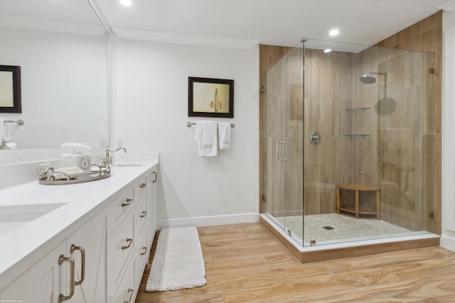 13268 Polo Club Rd Unit A104, Wellington, FL 33414 - full bath with recessed lighting, a sink, a stall shower, double vanity, and baseboards