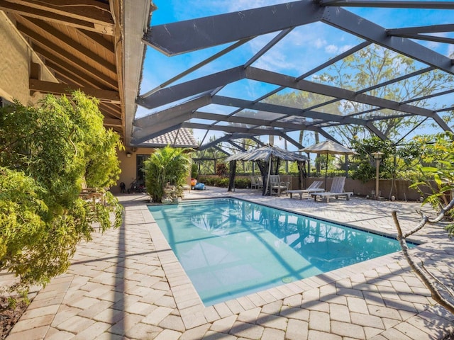 6582 Patio Ln, Boca Raton, FL 33433 - swimming pool featuring a patio, a gazebo, and a lanai