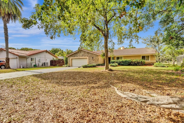 8933 NW 3rd Ct, Coral Springs, FL 33071 - single story home with concrete driveway, stucco siding, a chimney, an attached garage, and a tile roof