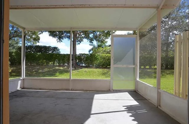 view of unfurnished sunroom