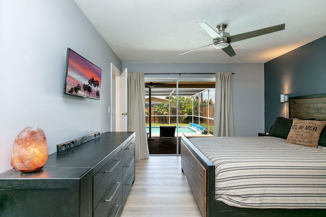 8421 NW 24th St, Sunrise, FL 33322 - bedroom with a ceiling fan, light wood-style flooring, and access to exterior