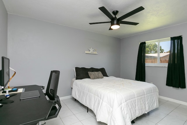 8421 NW 24th St, Sunrise, FL 33322 - bedroom with light tile patterned floors, baseboards, and ceiling fan