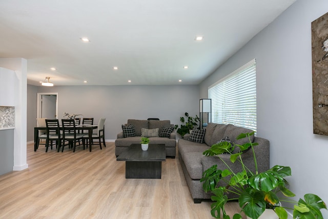 8421 NW 24th St, Sunrise, FL 33322 - living room with light wood-style floors, baseboards, and recessed lighting