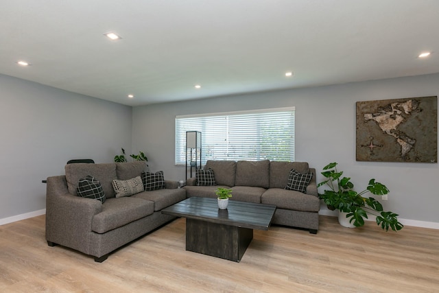 8421 NW 24th St, Sunrise, FL 33322 - living room featuring recessed lighting, light wood-style flooring, and baseboards