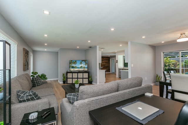 8421 NW 24th St, Sunrise, FL 33322 - living room featuring recessed lighting, baseboards, and light wood-type flooring